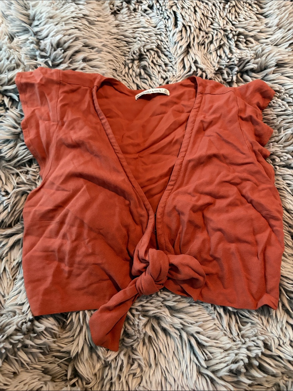 Abercrombie & Fitch Rust Tie-Front Crop Top